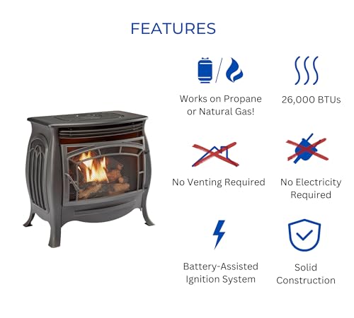 Dual Fuel Ventless Gas Stove – 26,000 BTU