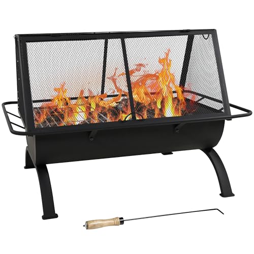 36" Steel Outdoor Fire Pit with Grill & Cover