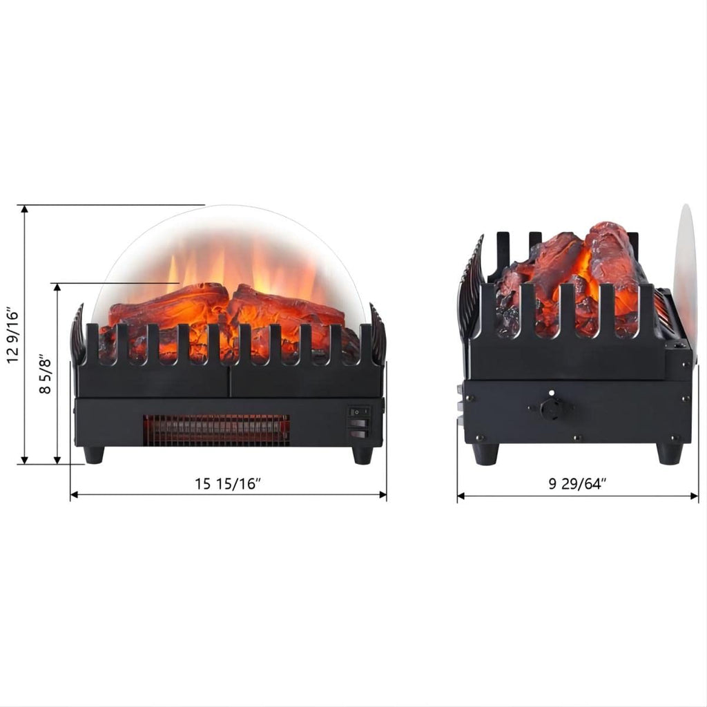 16" Electric Fireplace Log Heater – 750W/1500W