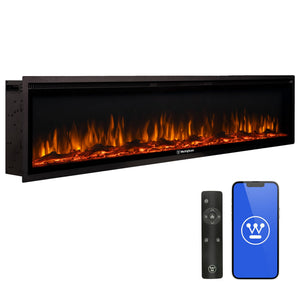 Smart Wall & Recessed Electric Fireplace – 750W/1500W