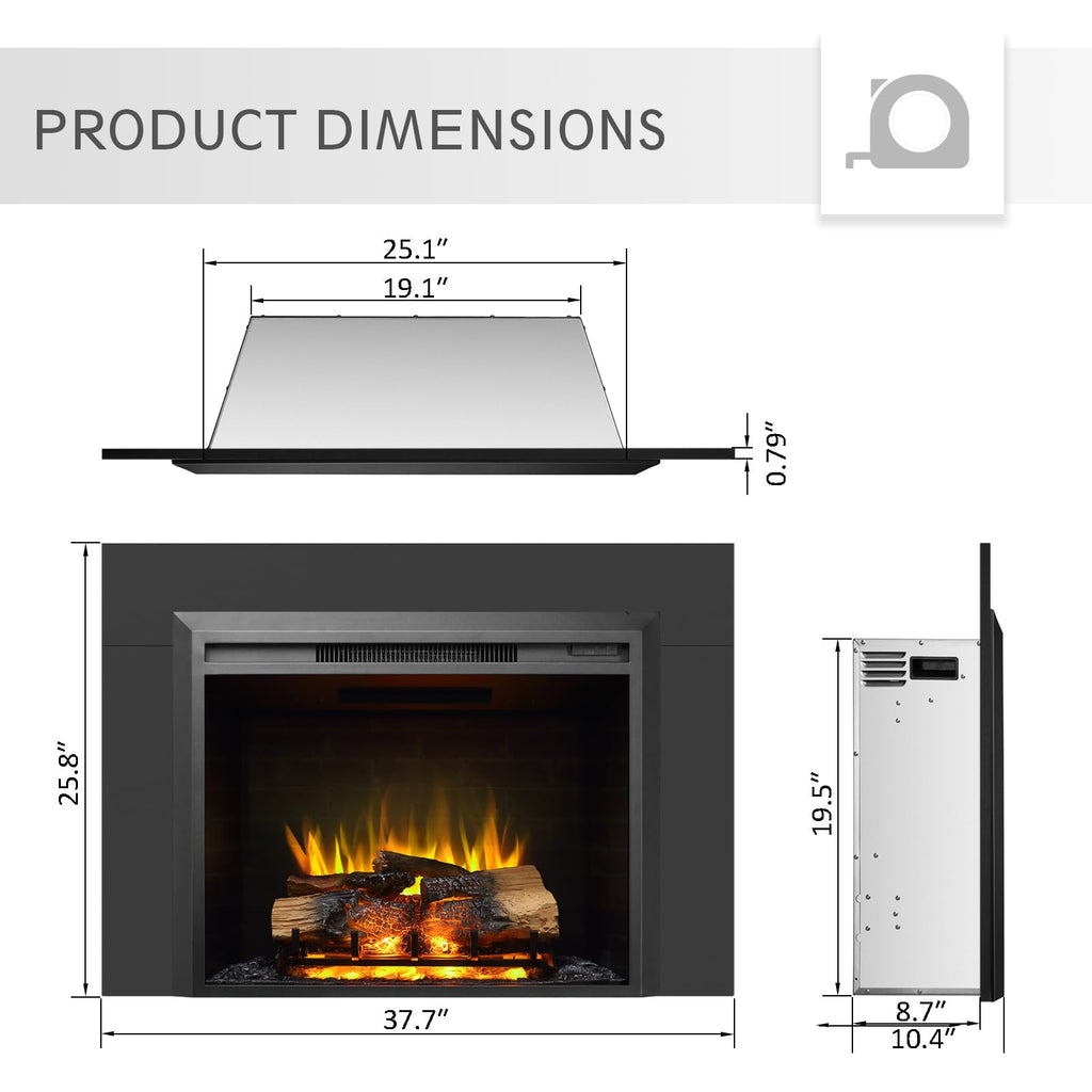 Electric Fireplace Insert – 750W/1500W with Crackling Sound