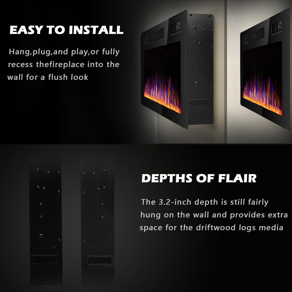 Ultra-Thin Linear Electric Fireplace – Wall Recessed