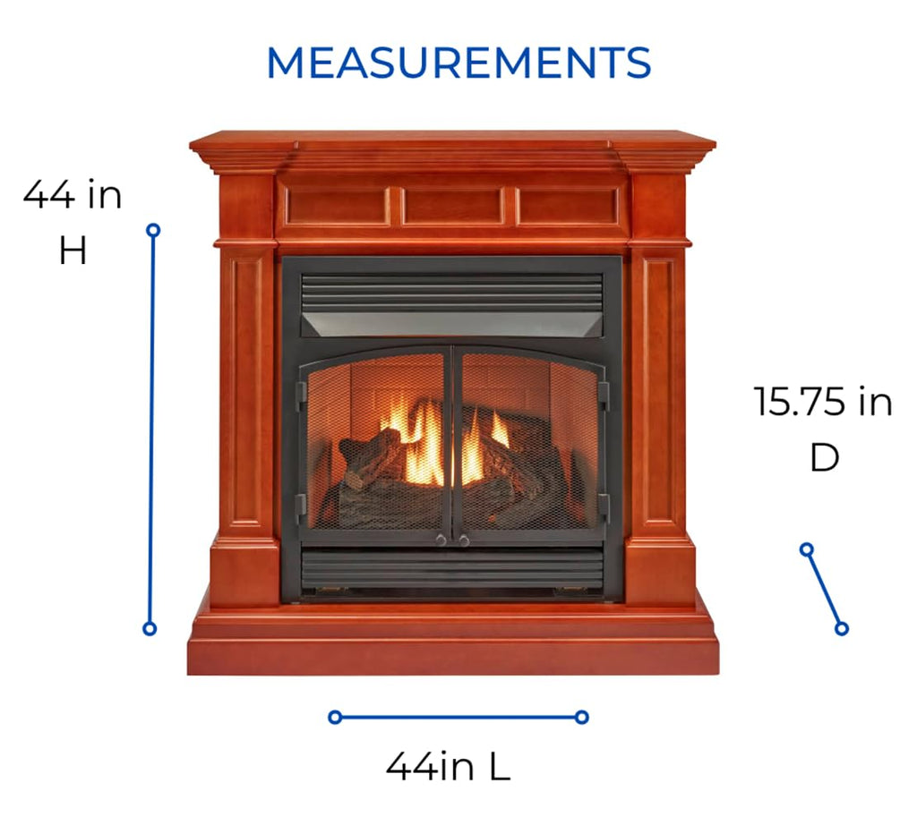 Dual Fuel Ventless Gas Fireplace with Mantel – 32,000 BTU
