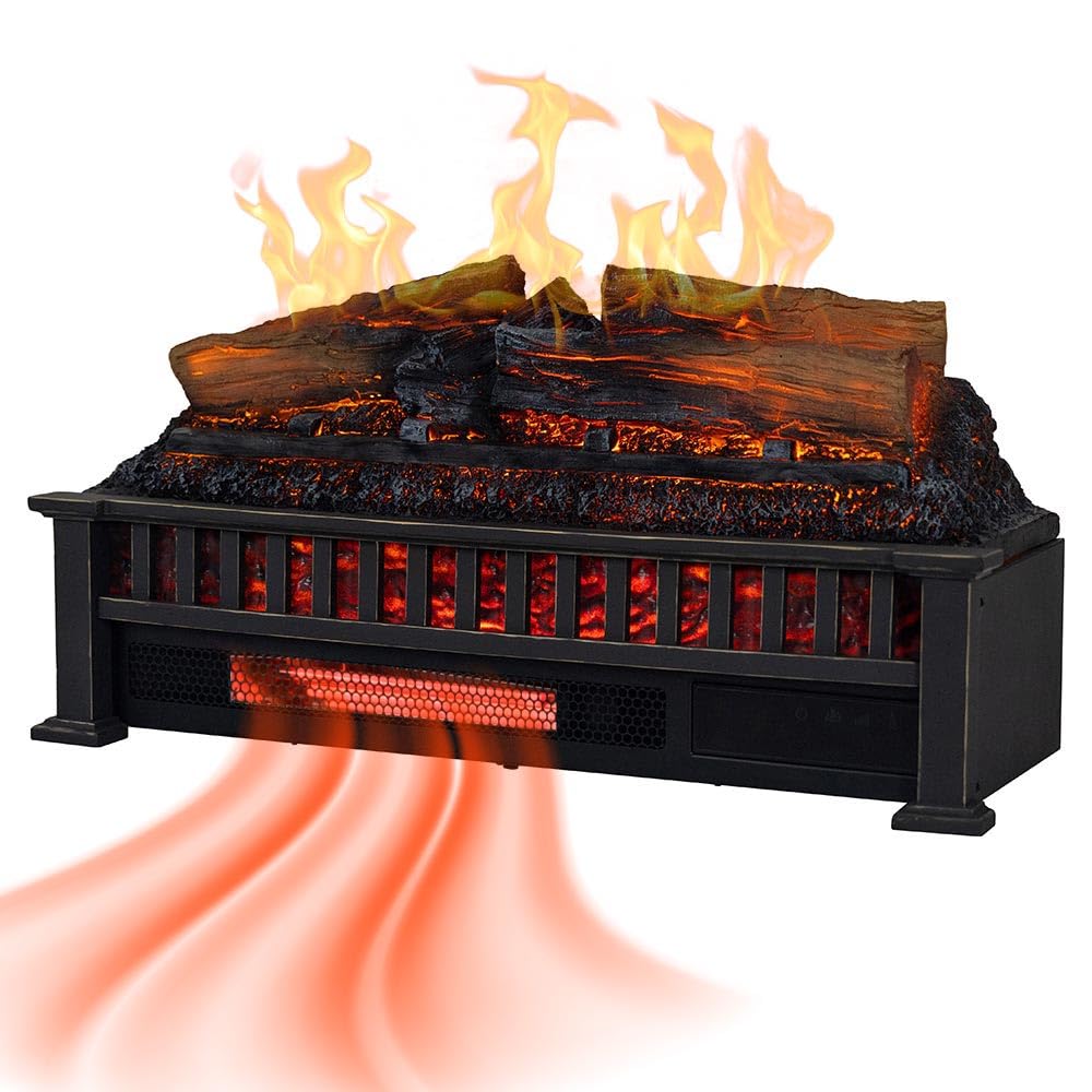 Electric Fireplace Log Insert with Infrared Heater – Heats 1000 Sq. Ft.