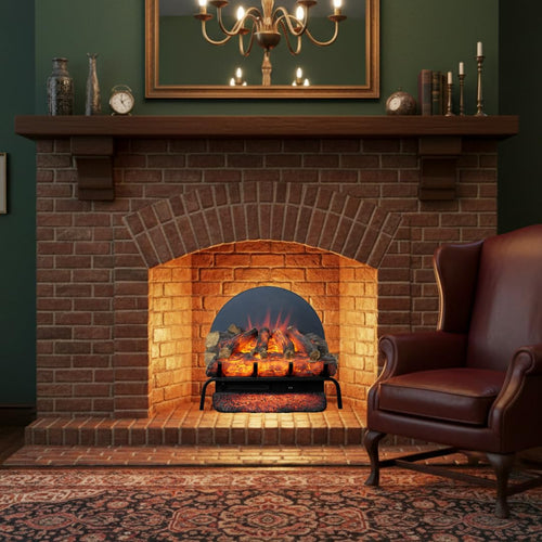 22" Freestanding Electric Fireplace Log Set – 750W/1500W
