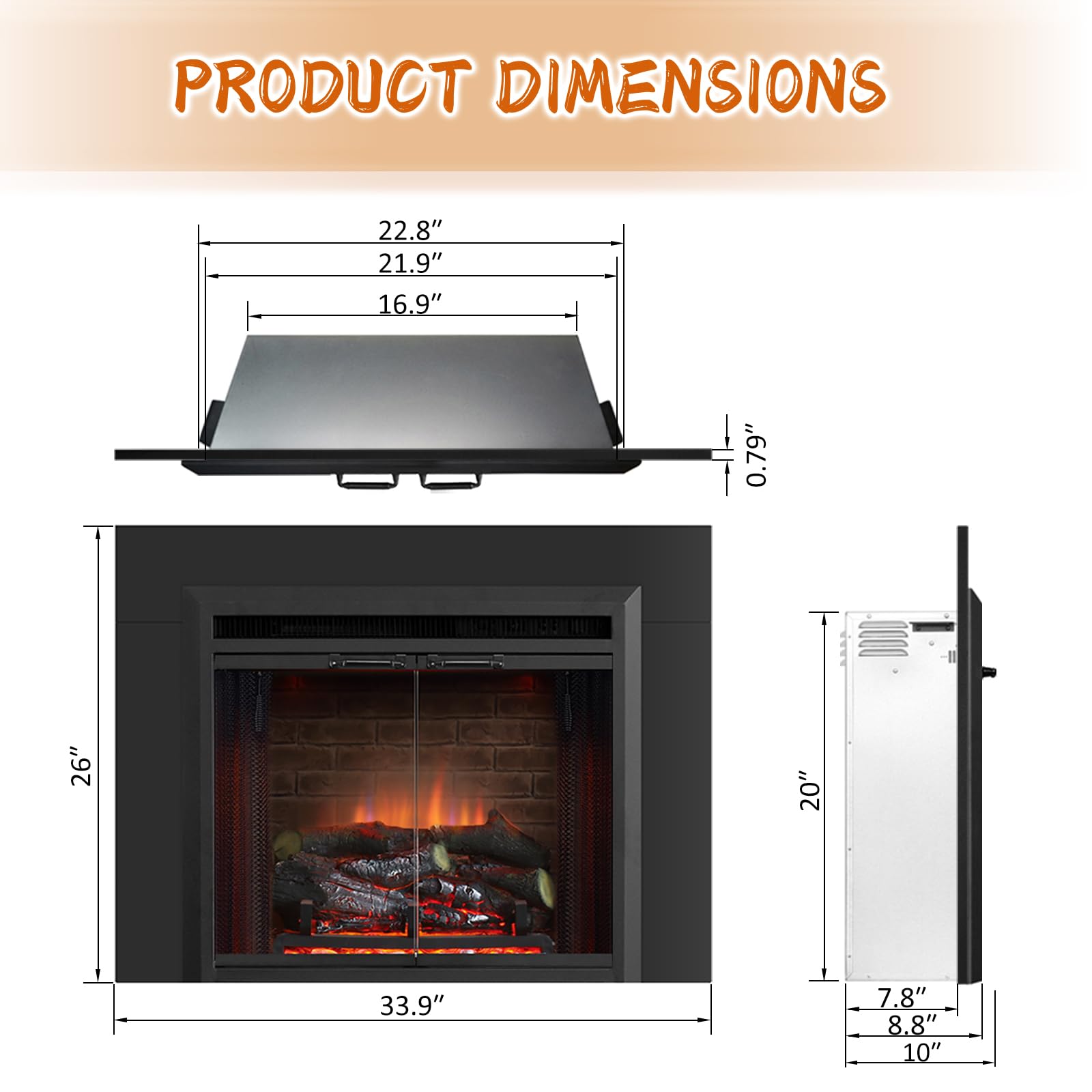 Electric Fireplace Insert – 750W/1500W