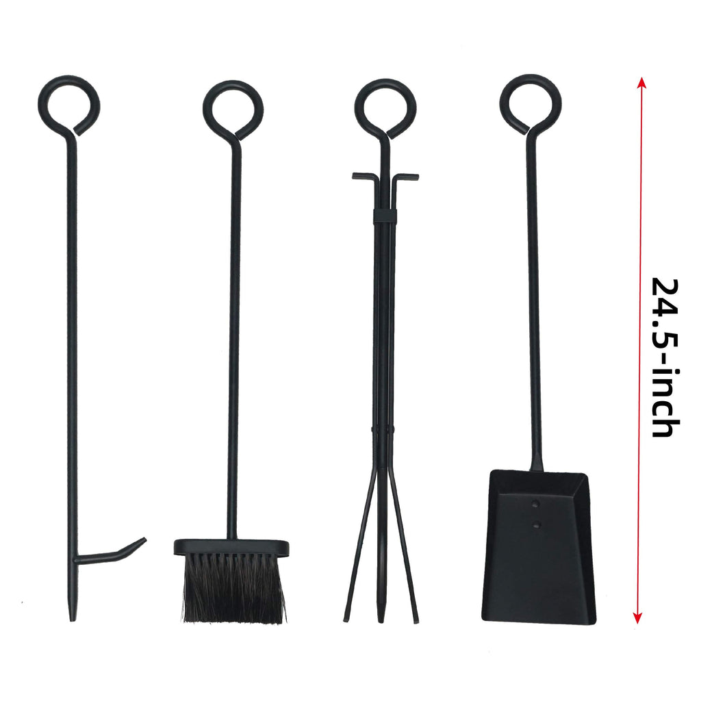 Firewood Rack with Kindling Holder & 4-Piece Tool Set