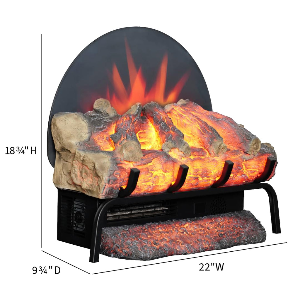 22" Freestanding Electric Fireplace Log Set – 750W/1500W