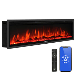 Smart Wall & Recessed Electric Fireplace – 750W/1500W