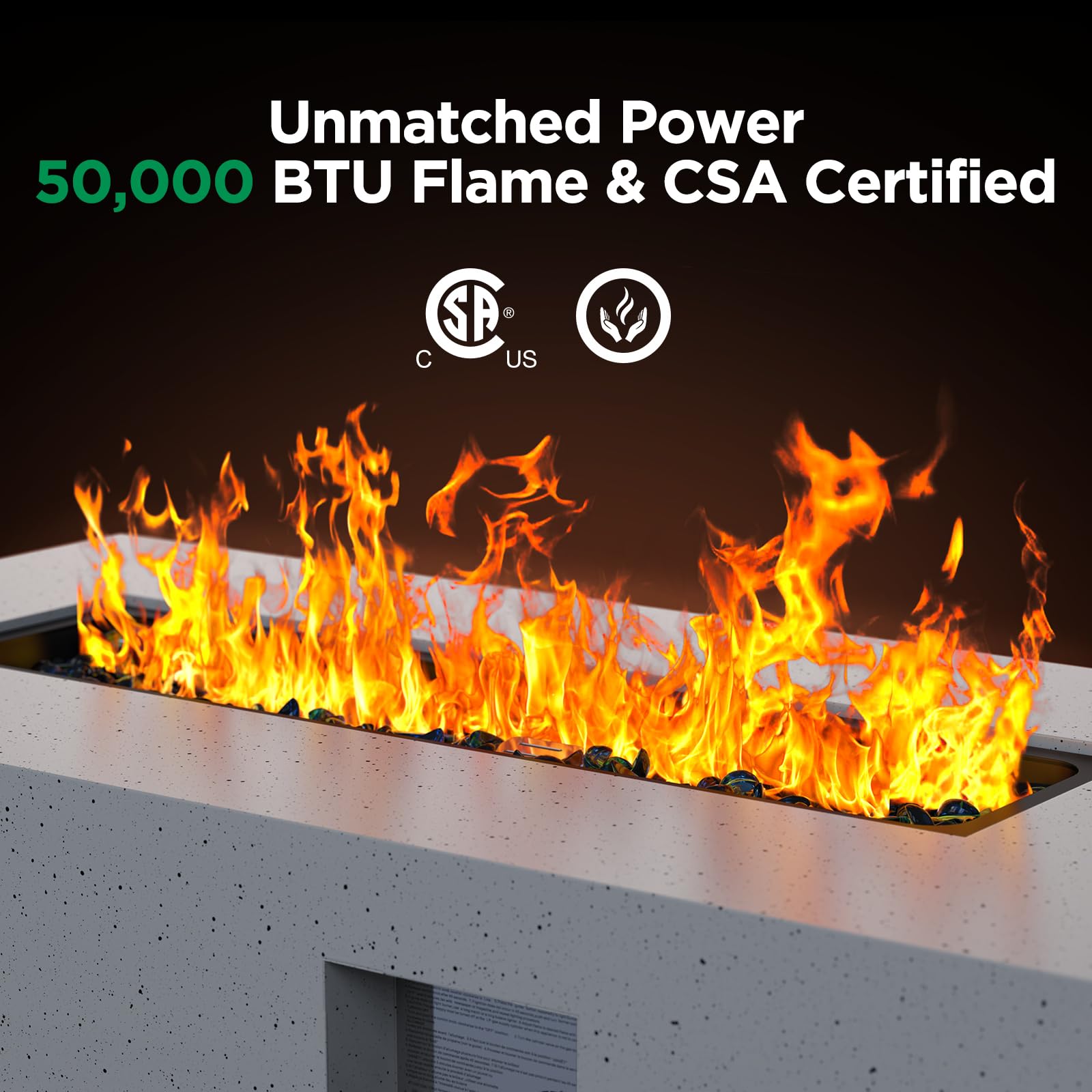 43" Rectangular Propane Fire Pit – 60,000 BTU
