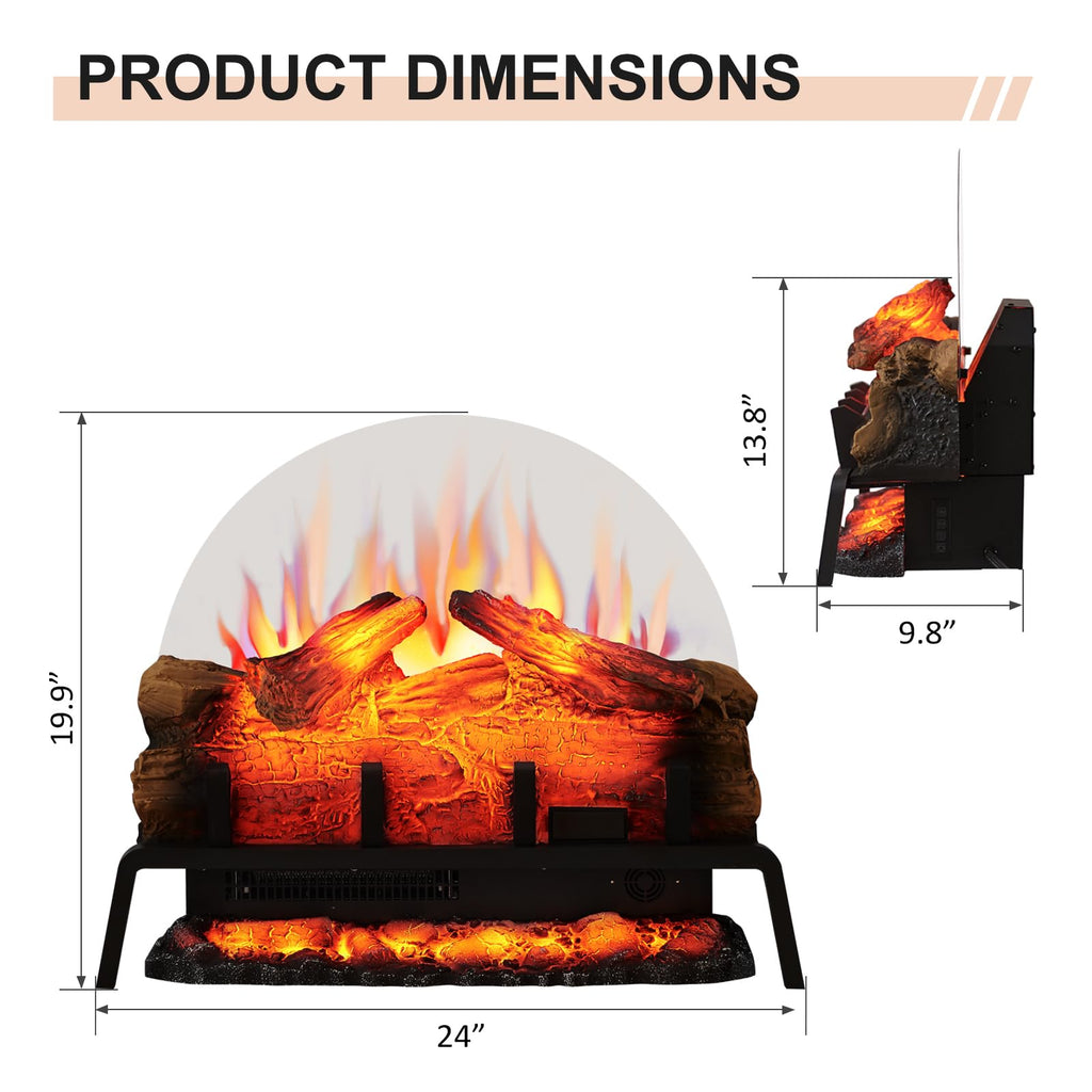 Freestanding Electric Fireplace Log Set – 750W/1500W