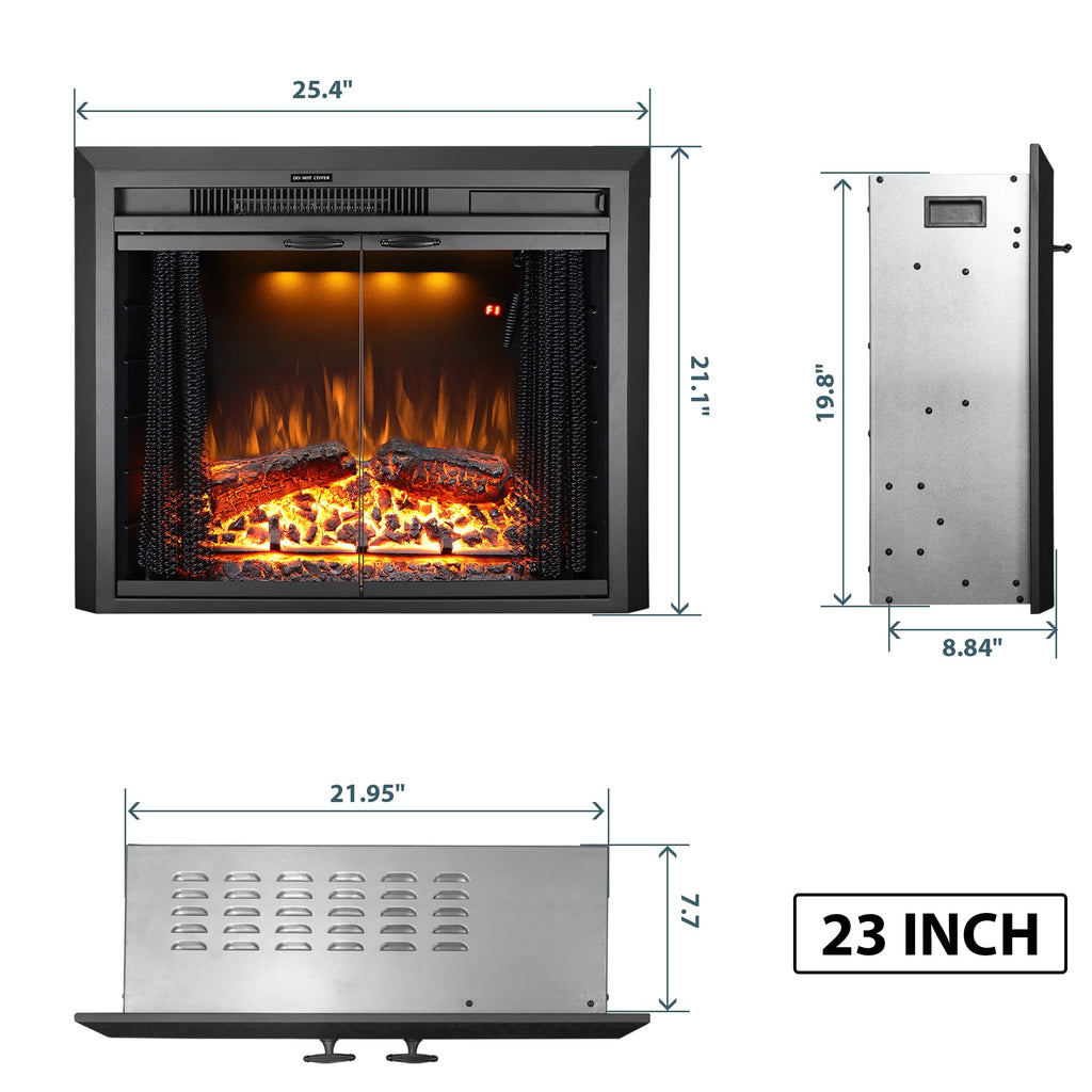 Electric Fireplace Insert with Glass Door – 750W/1500W