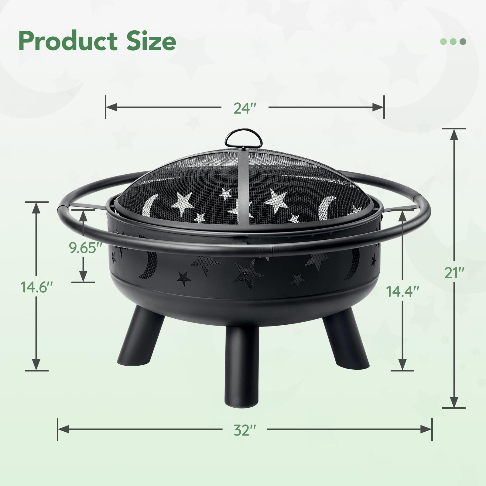 32" Round Wood Burning Fire Pit with Mesh Cover