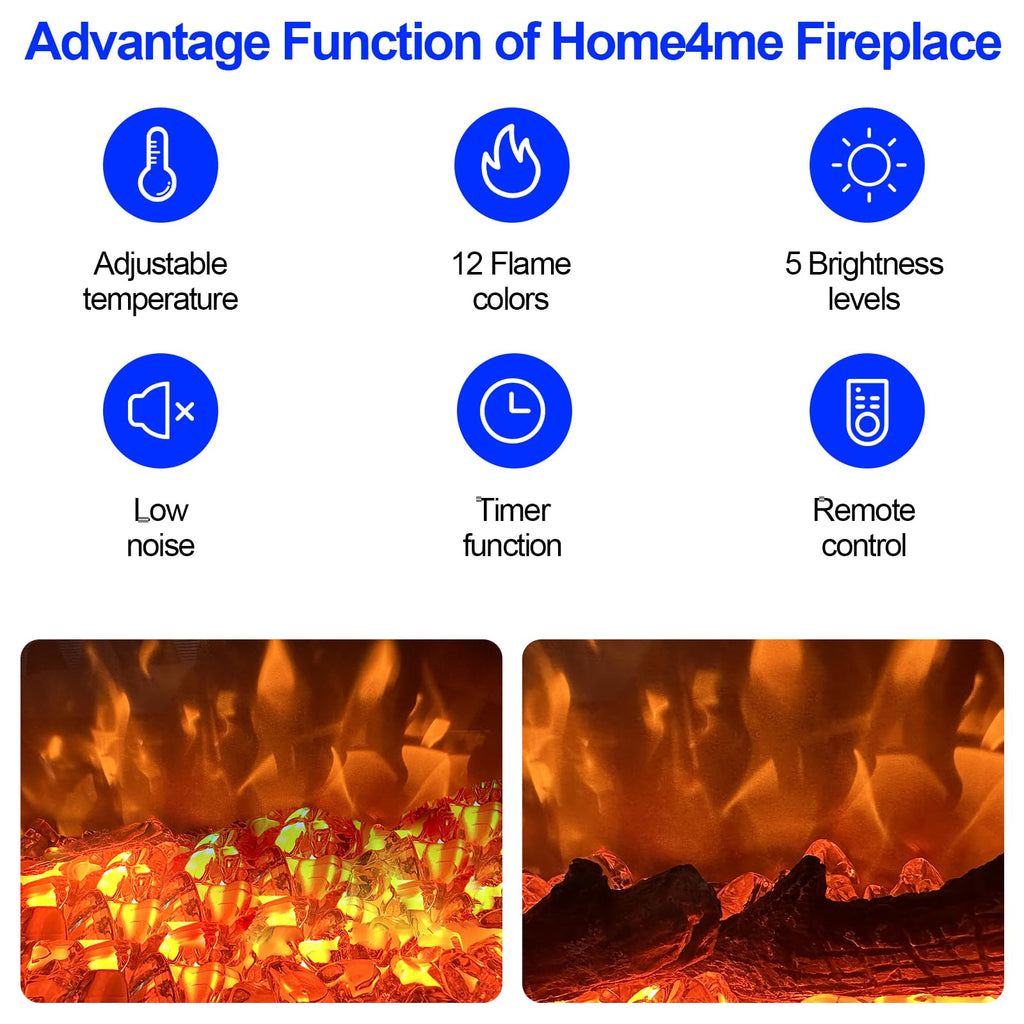 36" 3-Sided Electric Fireplace Insert – 750W/1500W
