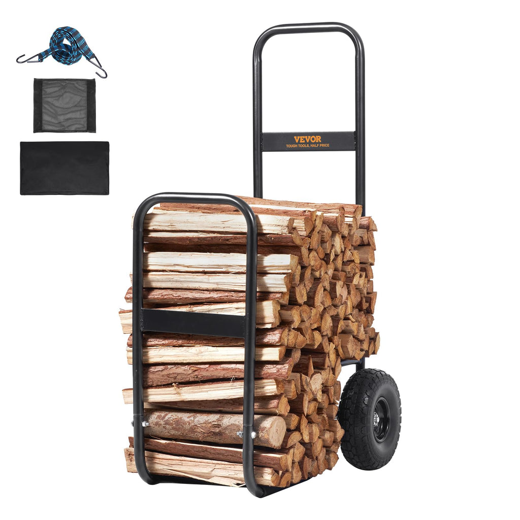 Heavy Duty Firewood Log Cart – 250 lbs Capacity