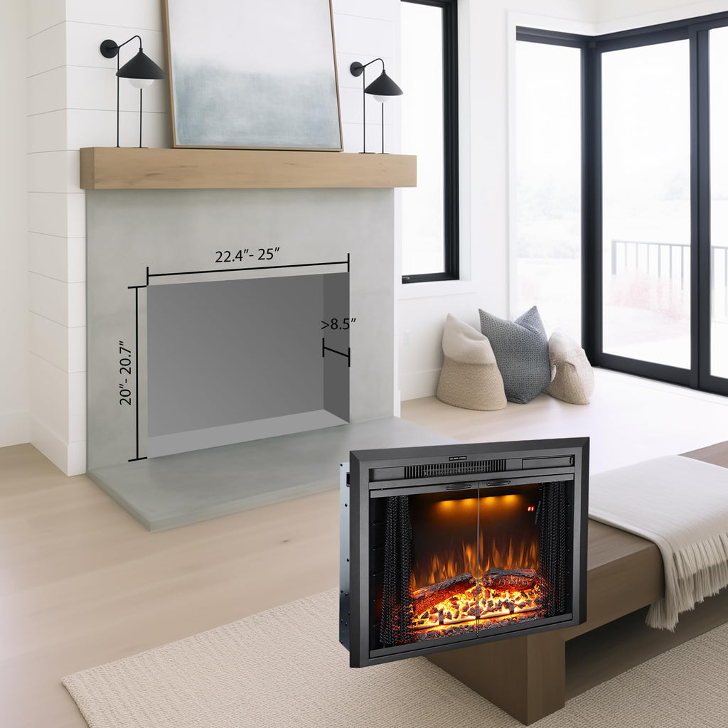 Electric Fireplace Insert with Glass Door – 750W/1500W