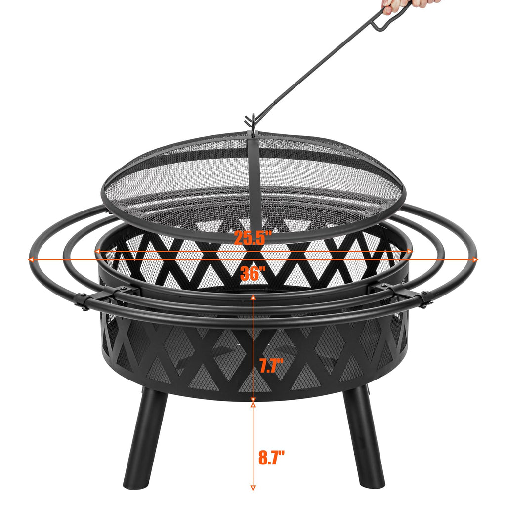 Wood Burning Outdoor Fire Pit with Spark Screen