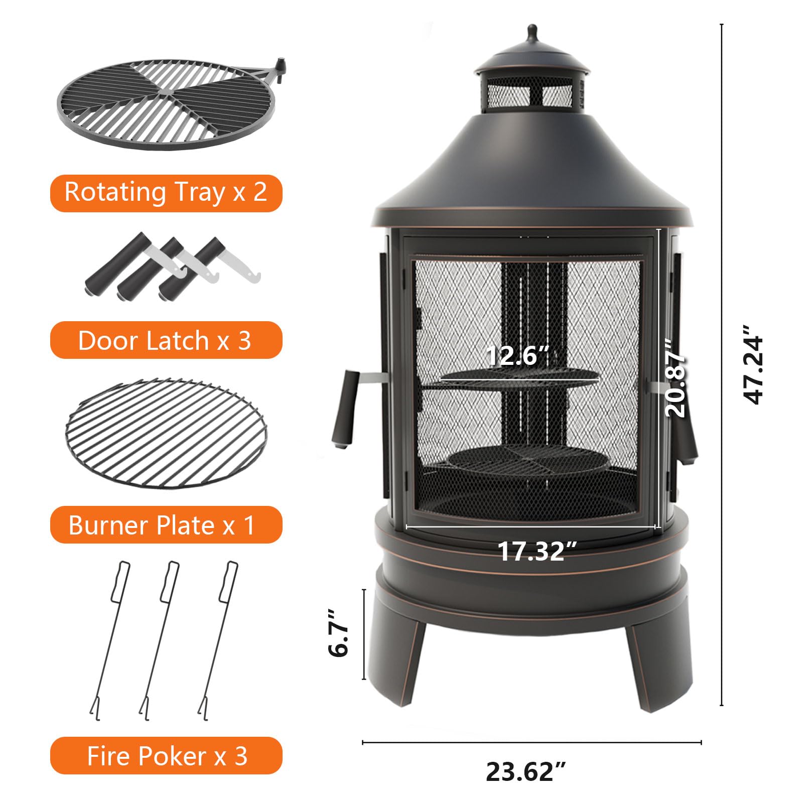 2-in-1 Chiminea Fire Pit with Grill