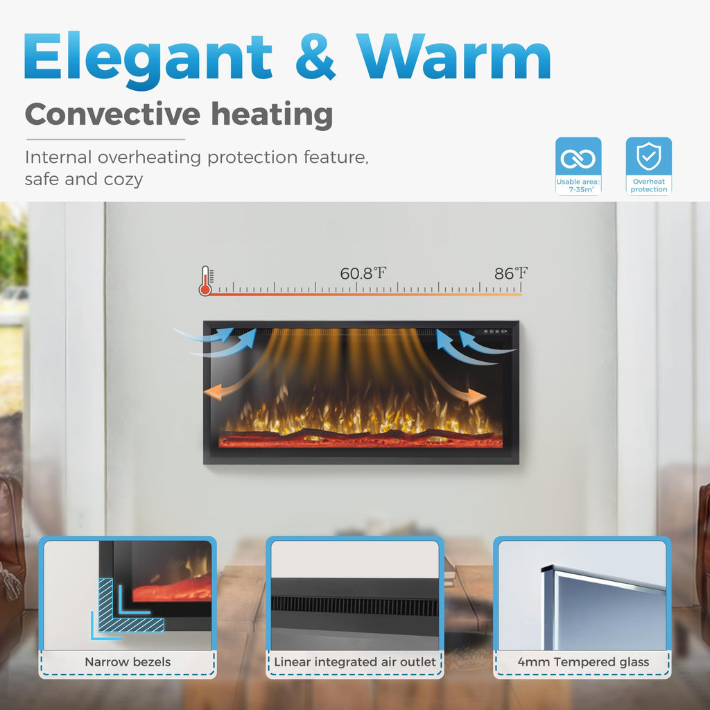 Electric Fireplace Heater with Remote Control