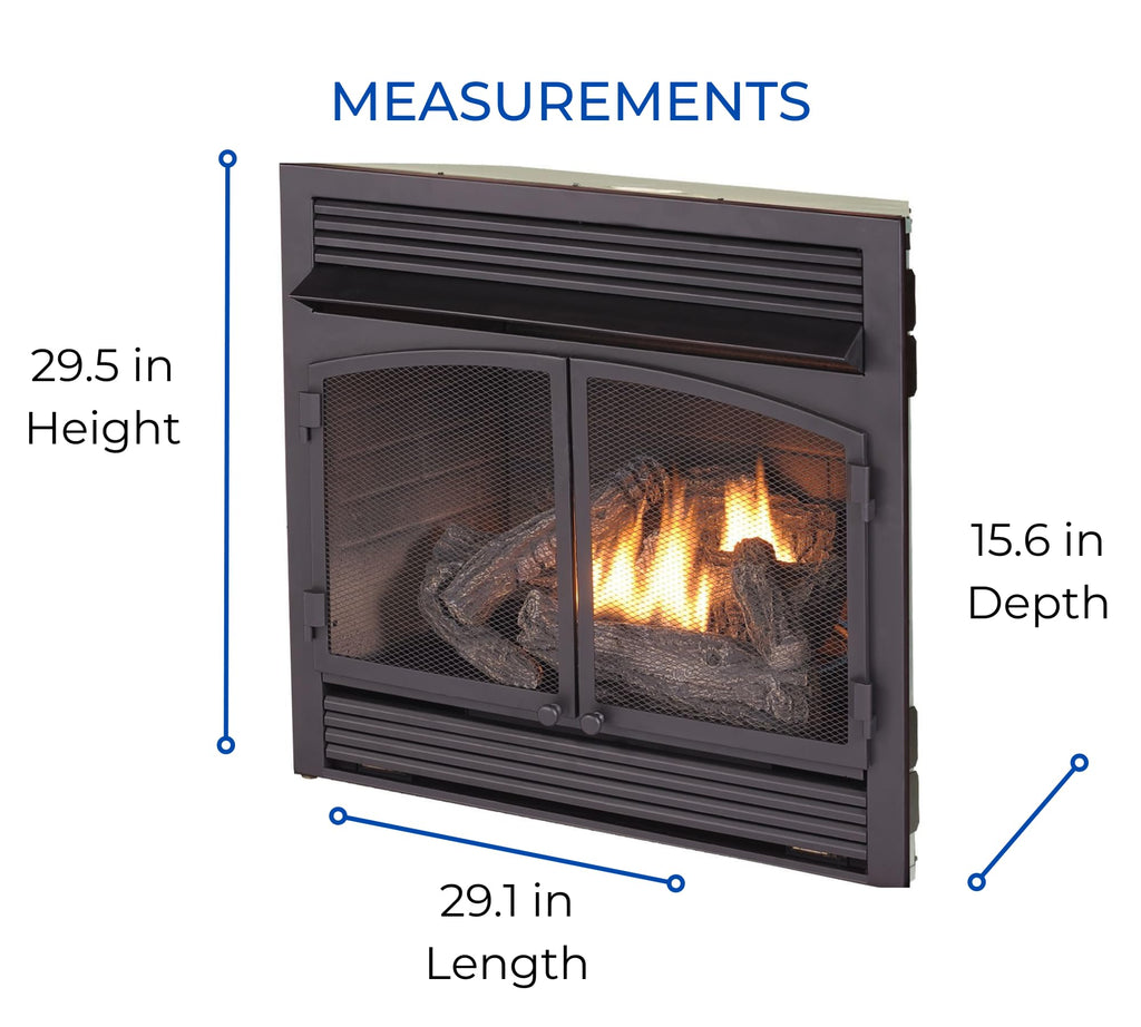 Dual Fuel Ventless Gas Fireplace Insert – 32,000 BTU