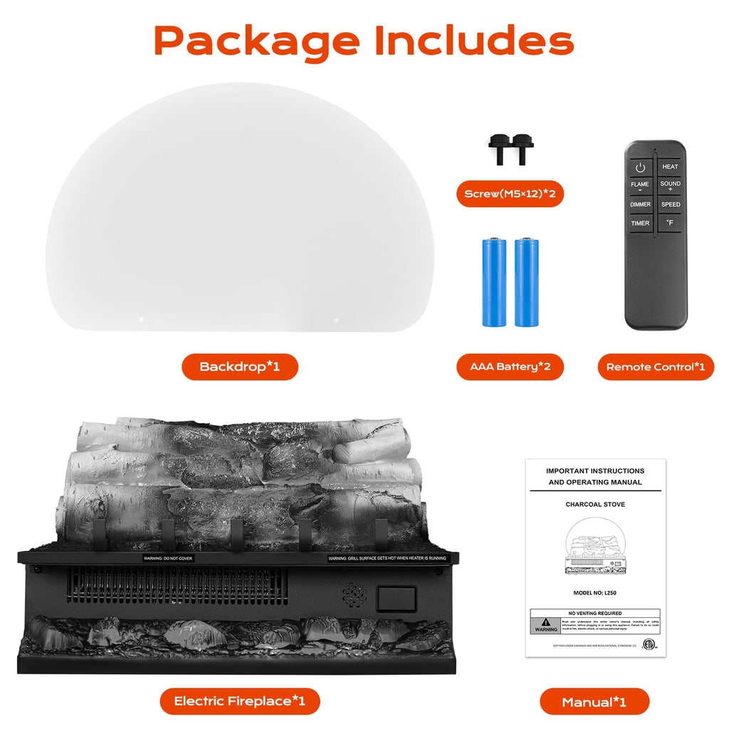 Electric Fireplace Log Set – 750W/1500W