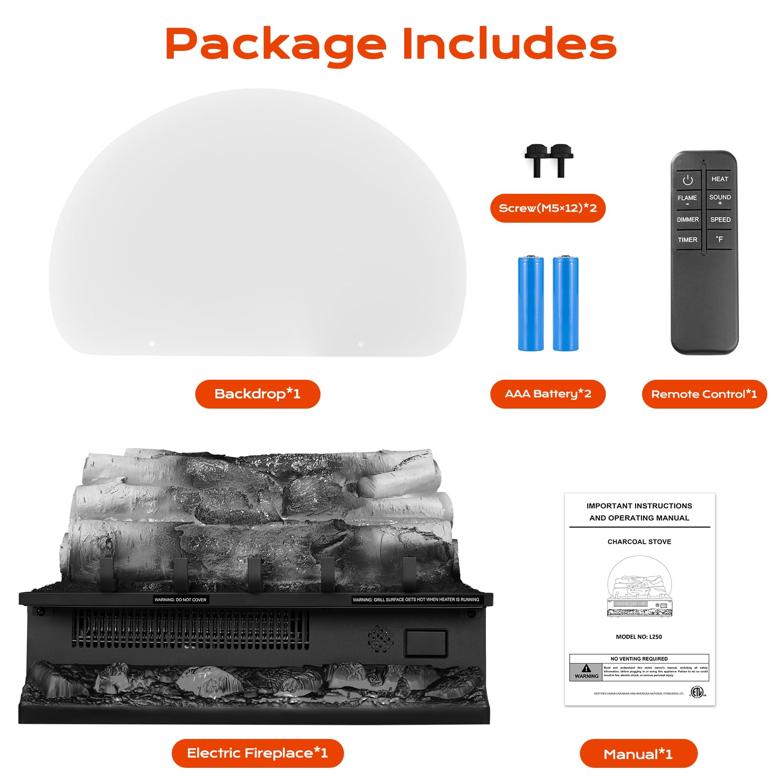 Electric Fireplace Log Set – 750W/1500W