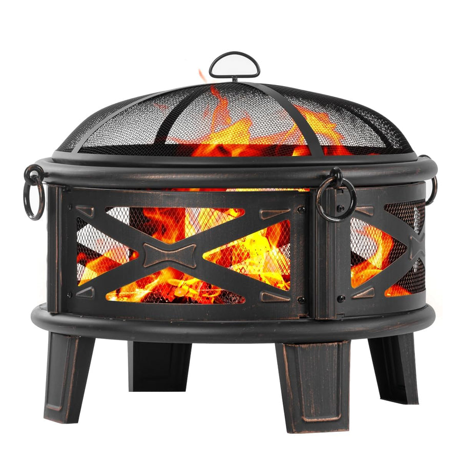 26" Wood Burning Fire Pit with Grill and Spark Screen