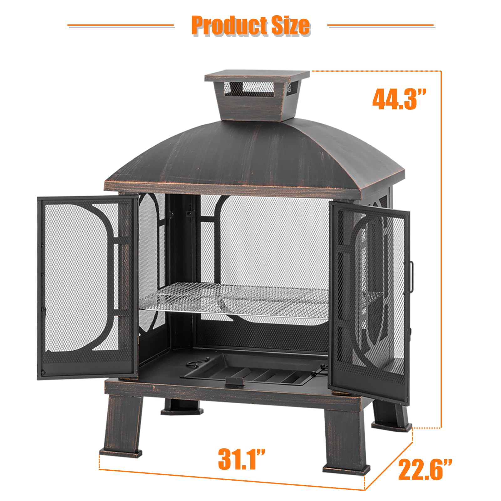 Metal Outdoor Wood Burning Chiminea Fireplace