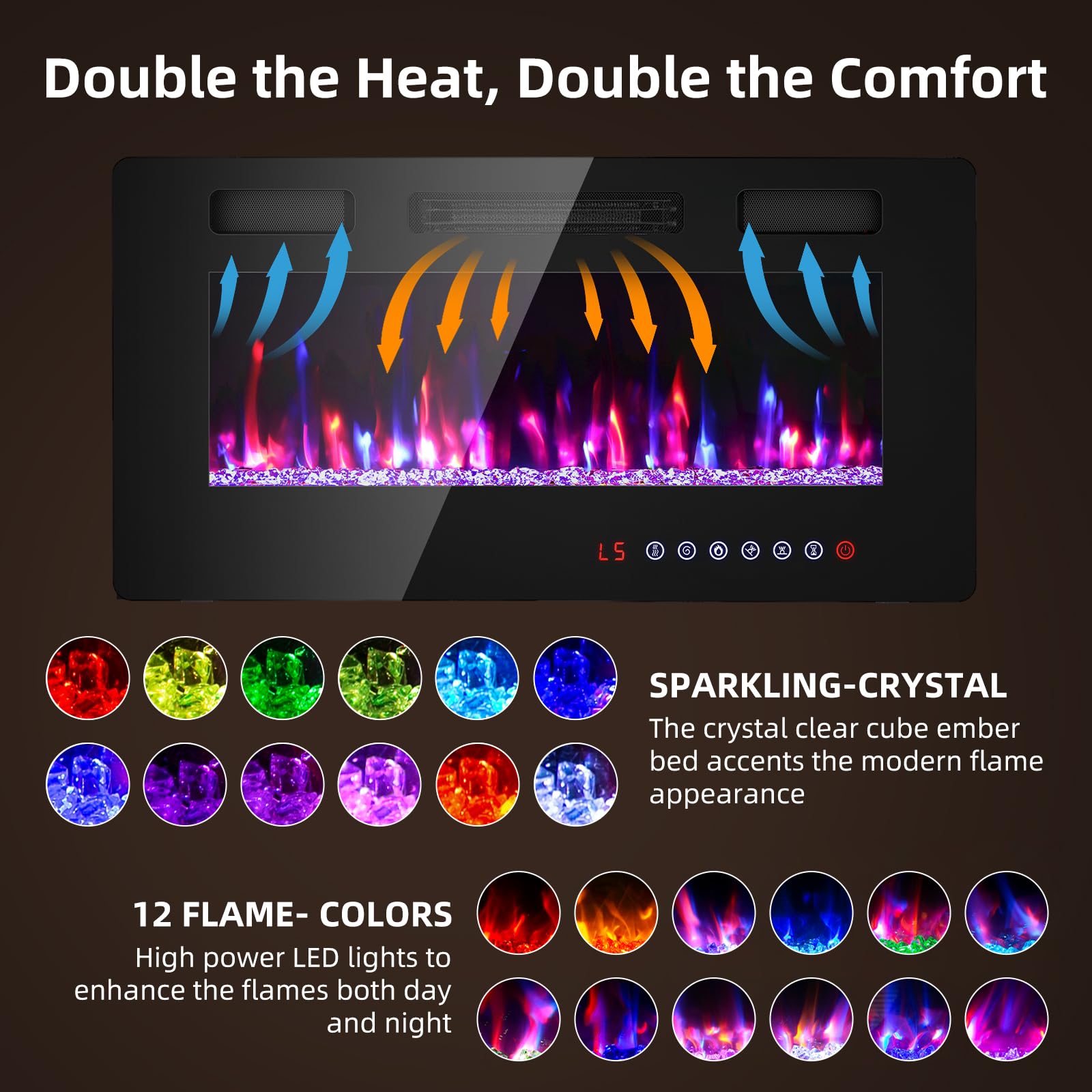 Ultra Thin Electric Wall Fireplace – 750W/1500W