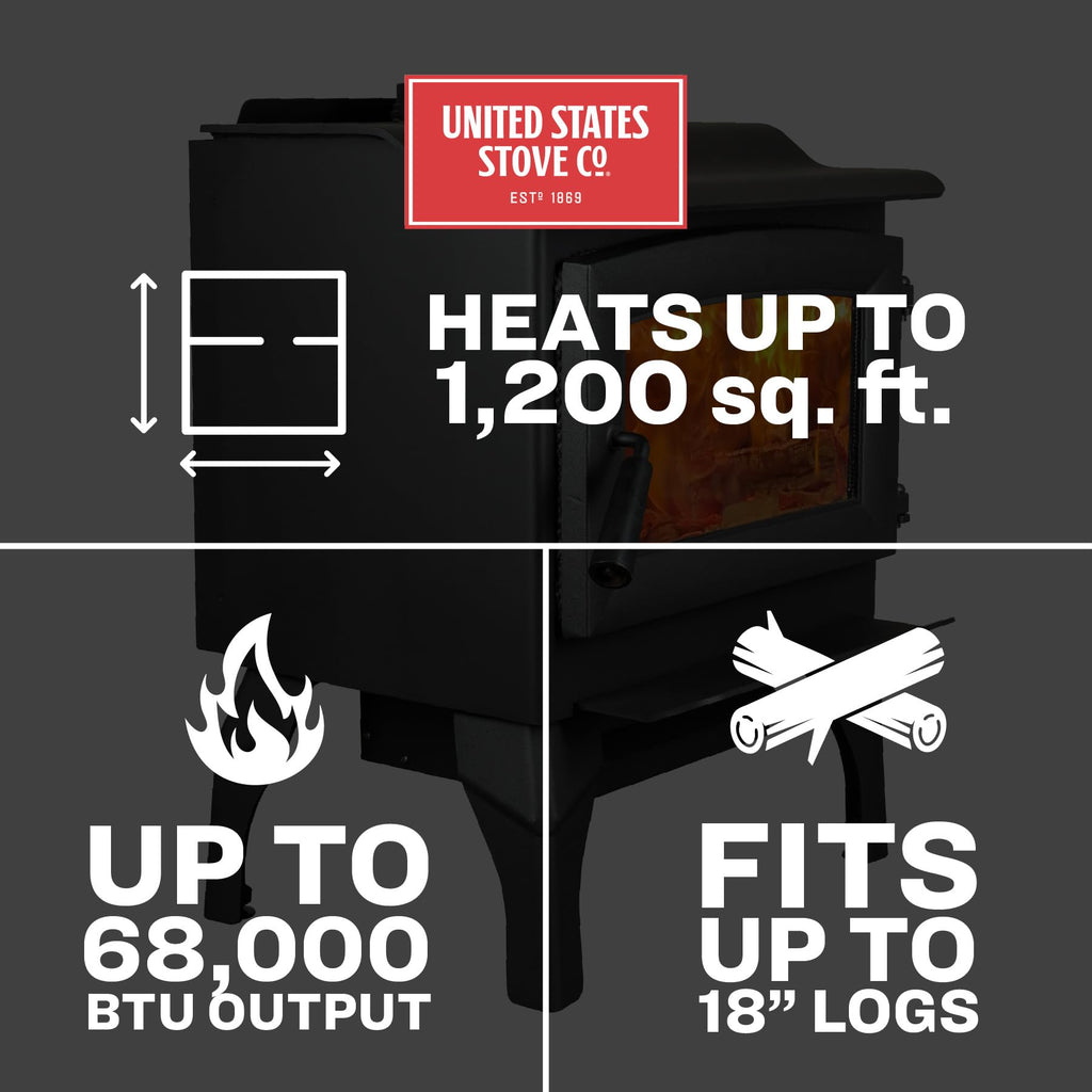 US Stove 1,200 Sq. Ft Wood Stove