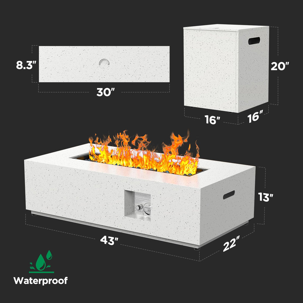 43" Rectangular Propane Fire Pit – 60,000 BTU