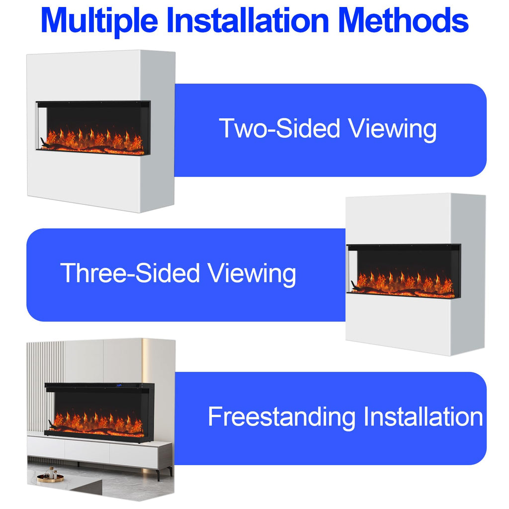 36" 3-Sided Electric Fireplace Insert – 750W/1500W