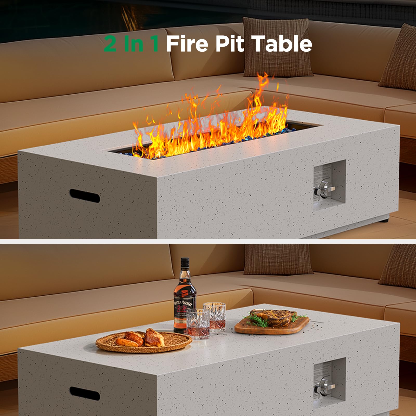 43" Rectangular Propane Fire Pit – 60,000 BTU