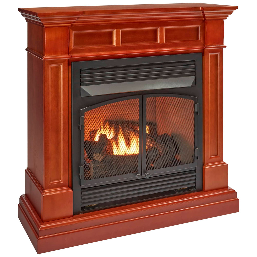 Dual Fuel Ventless Gas Fireplace with Mantel – 32,000 BTU