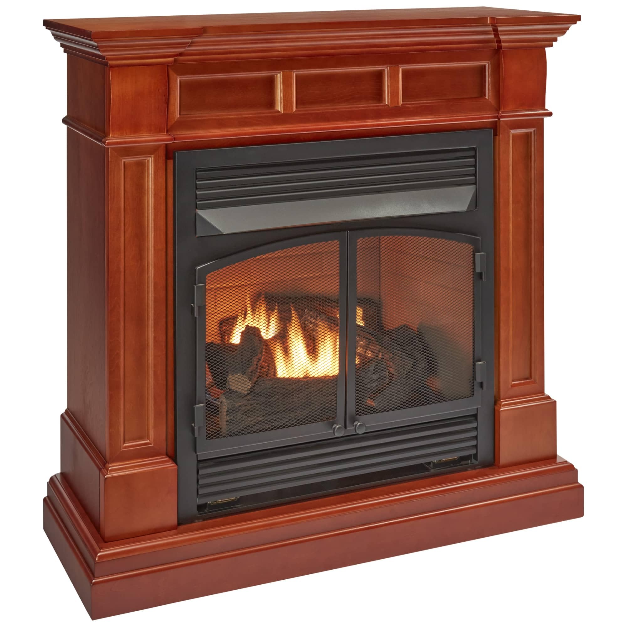 Dual Fuel Ventless Gas Fireplace with Mantel – 32,000 BTU