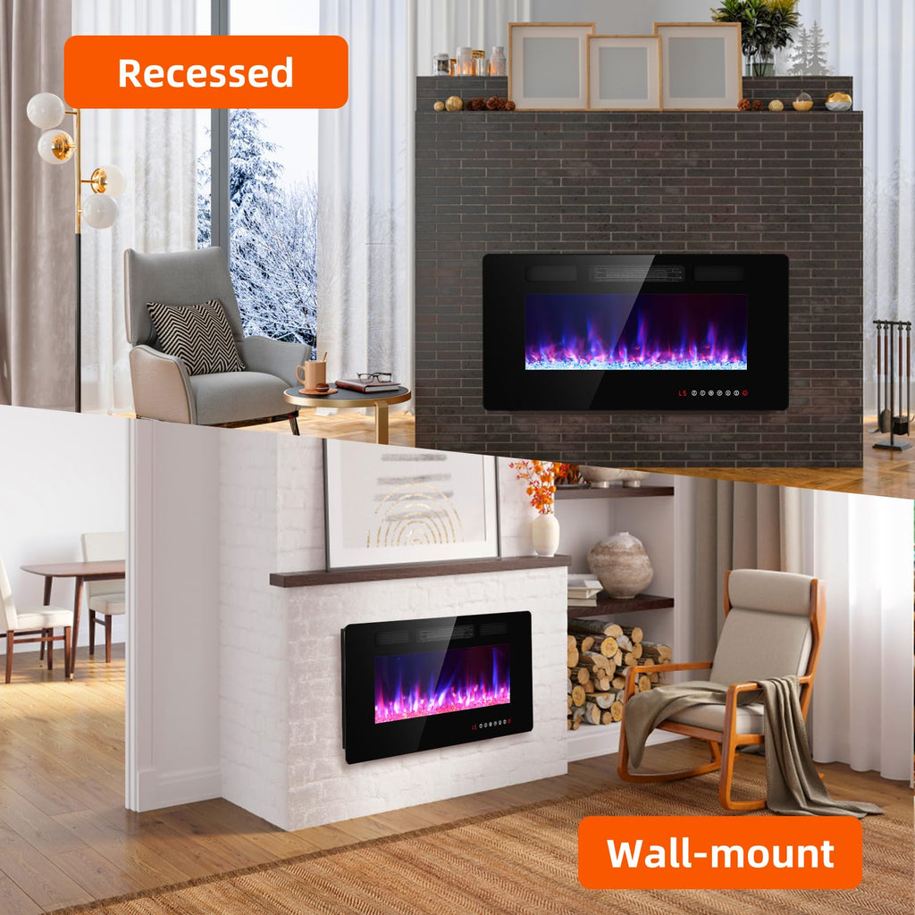 Ultra Thin Electric Wall Fireplace – 750W/1500W
