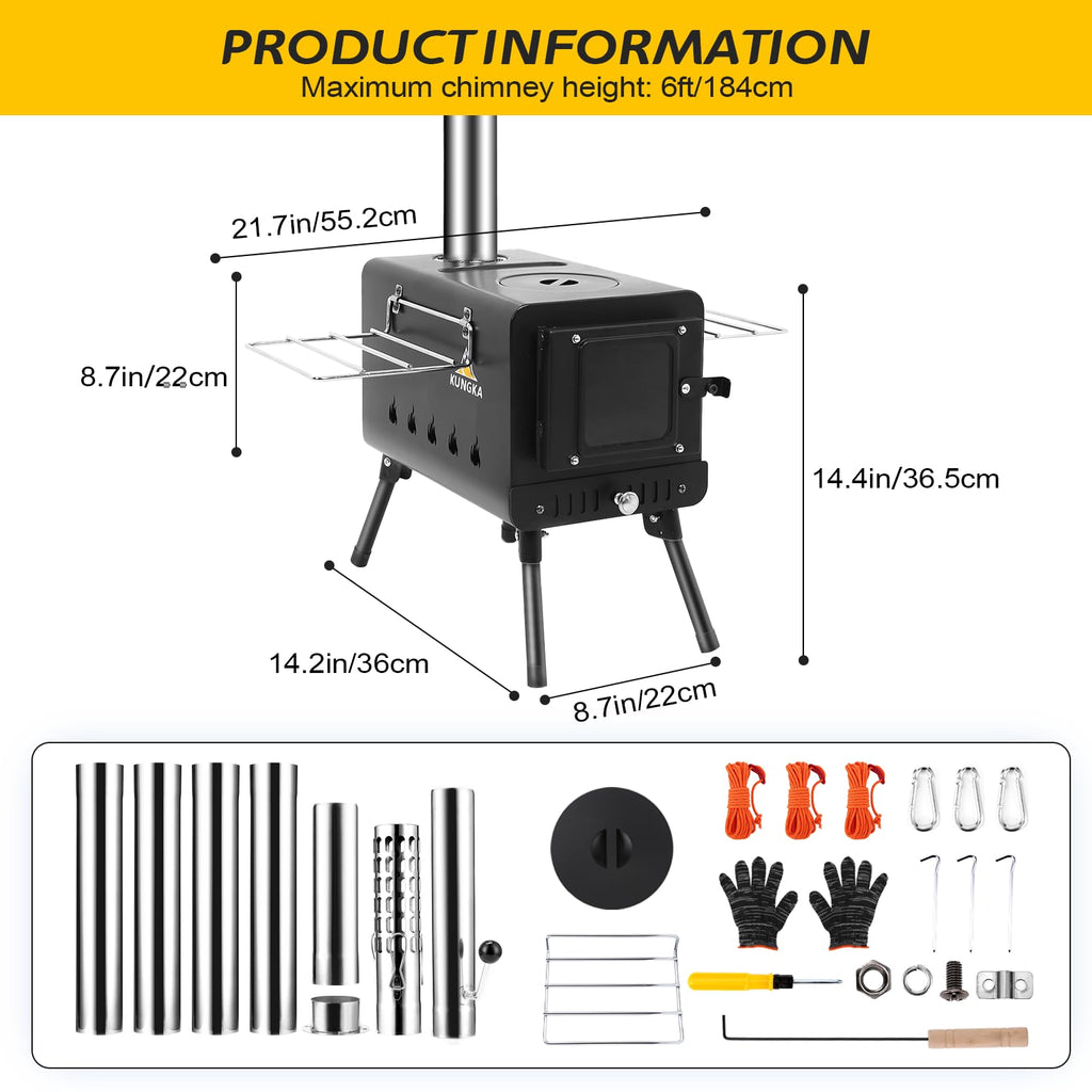 Portable Wood Burning Tent Stove with Chimney