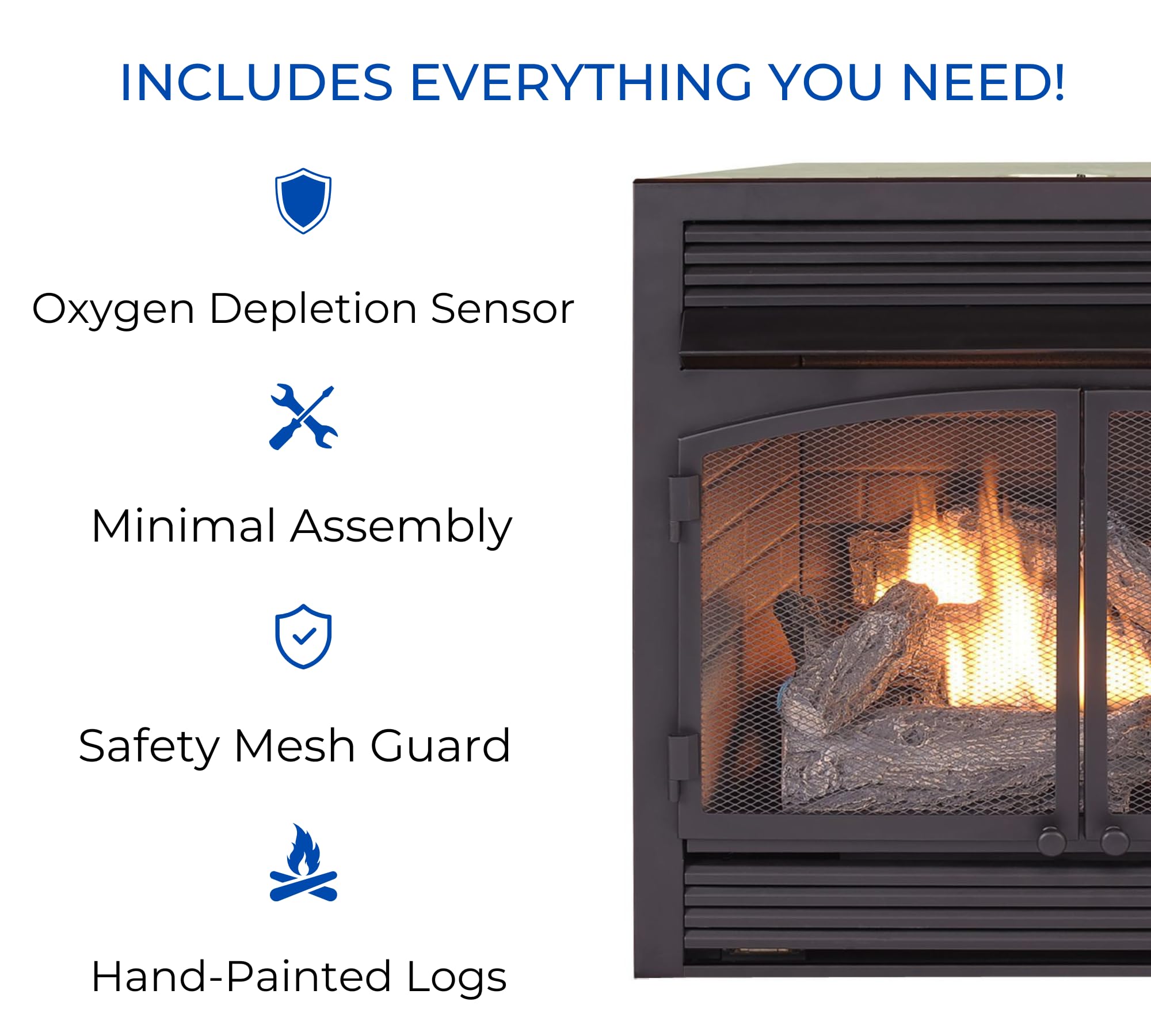 Dual Fuel Ventless Gas Fireplace Insert – 32,000 BTU