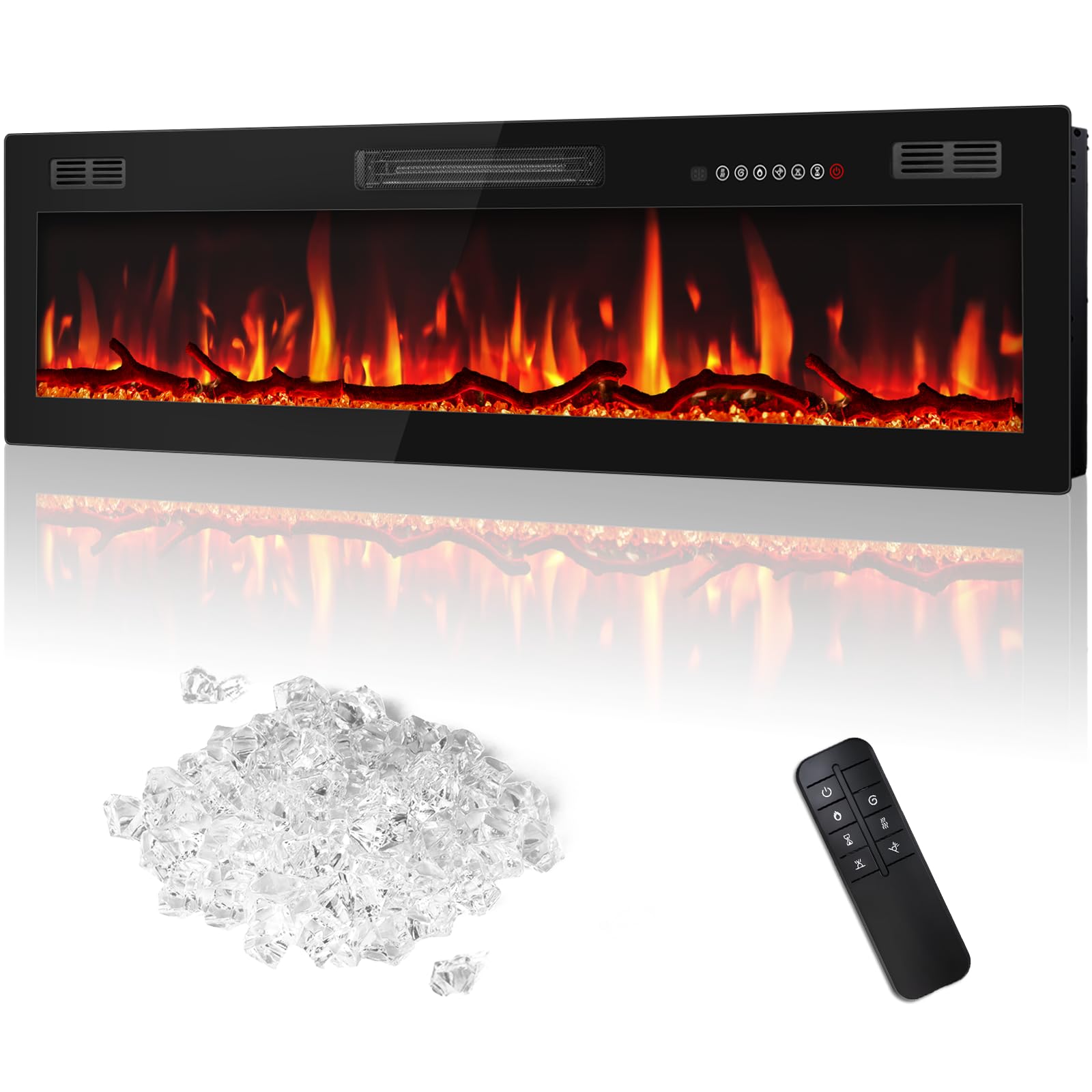 Ultra-Thin Recessed & Wall Mounted Electric Fireplace
