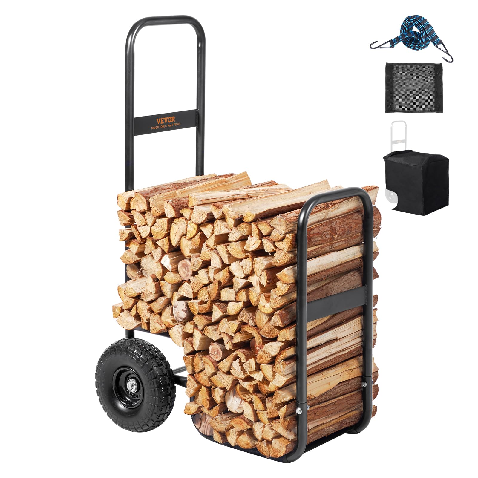 Heavy Duty Firewood Log Cart – 250 lbs Capacity