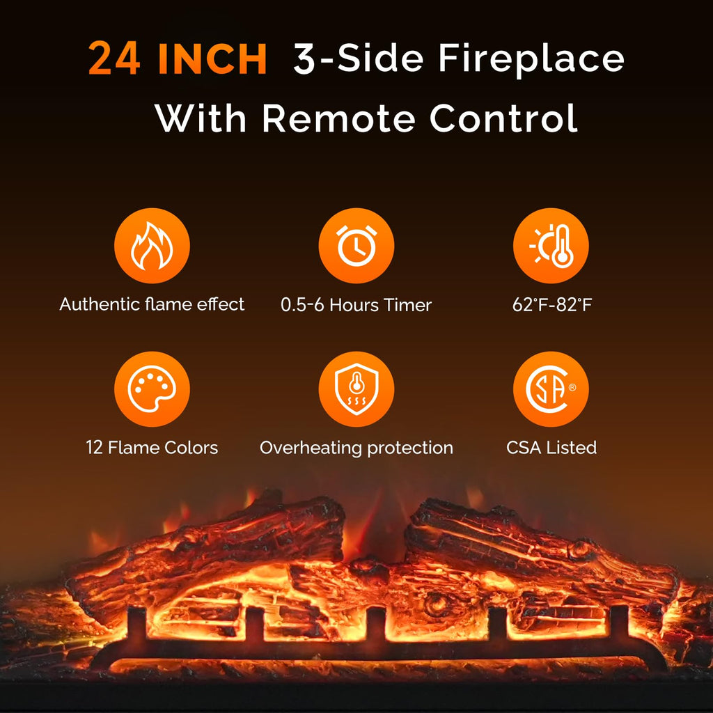 VINGLI Electric Fireplace Insert