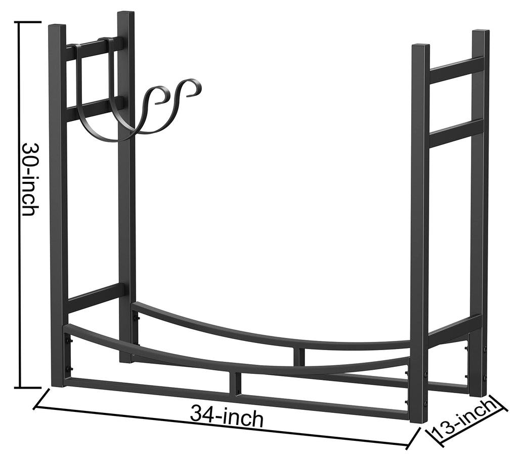 Firewood Rack with Kindling Holder & 4-Piece Tool Set
