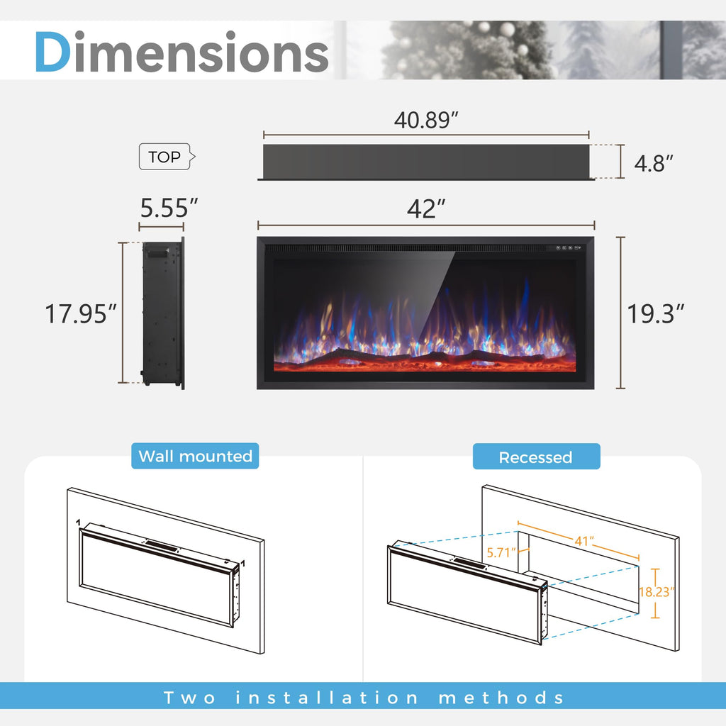 Electric Fireplace Heater with Remote Control