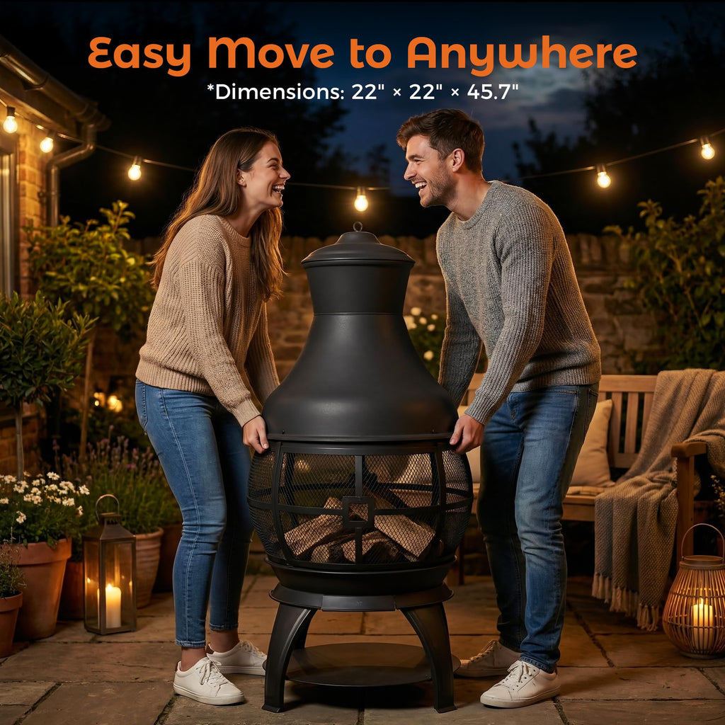 Outdoor Wood Burning Chiminea Fireplace