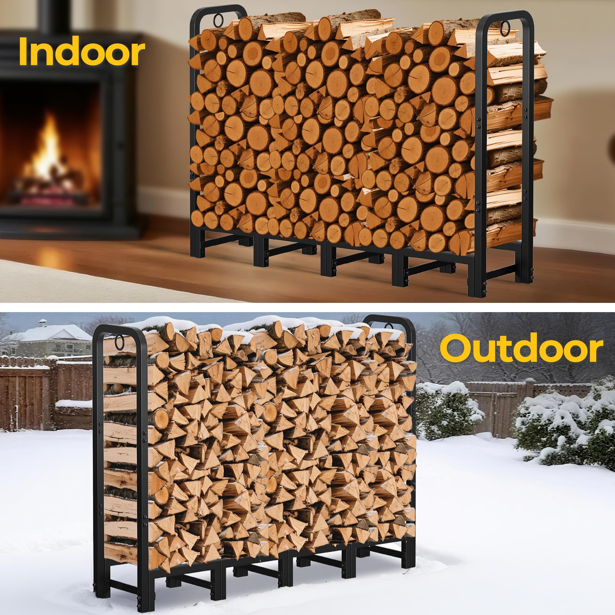 Wrought Iron Firewood Rack – Indoor & Outdoor