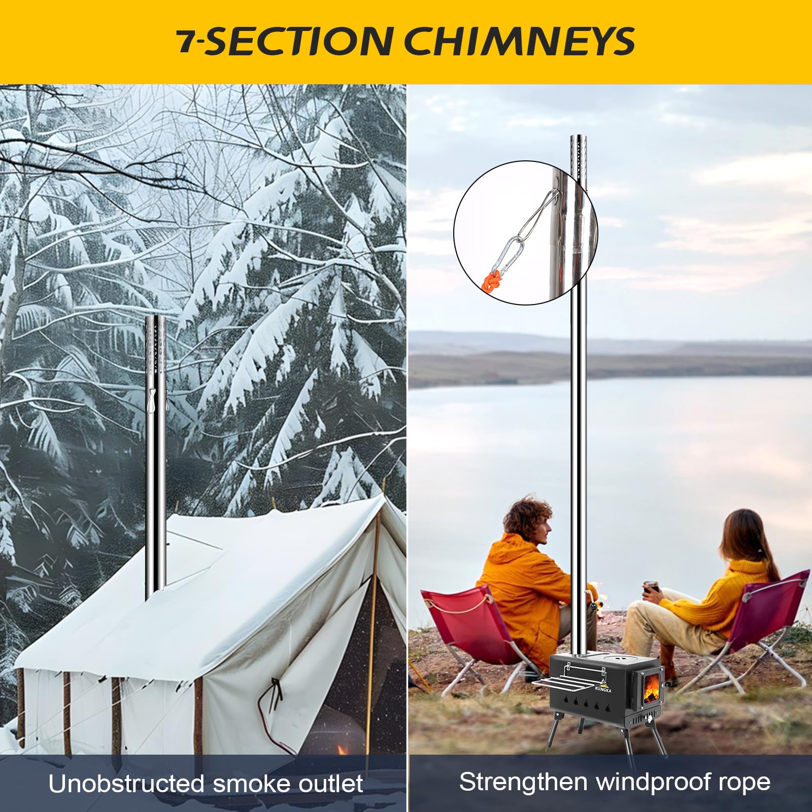 Portable Wood Burning Tent Stove with Chimney
