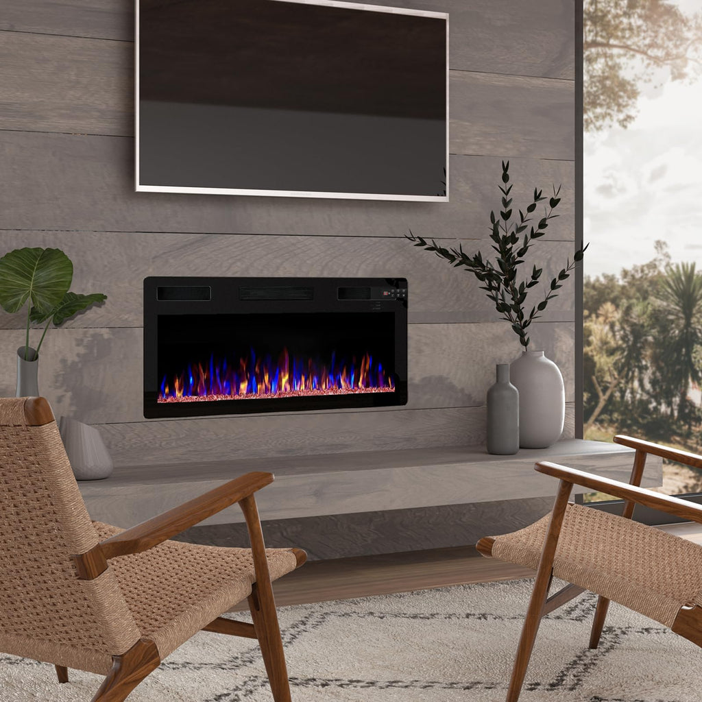 Ultra-Thin Linear Electric Fireplace – Wall Recessed