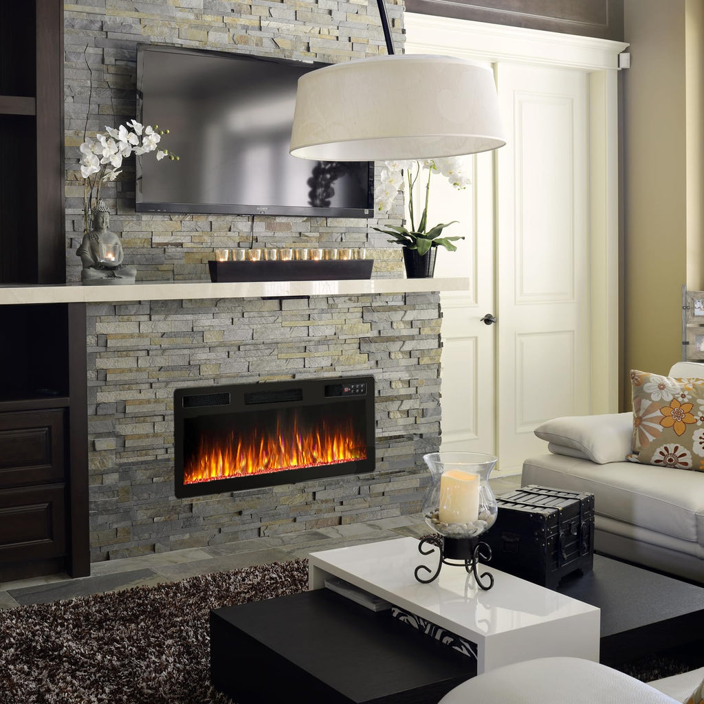 Ultra-Thin Linear Electric Fireplace – Wall Recessed