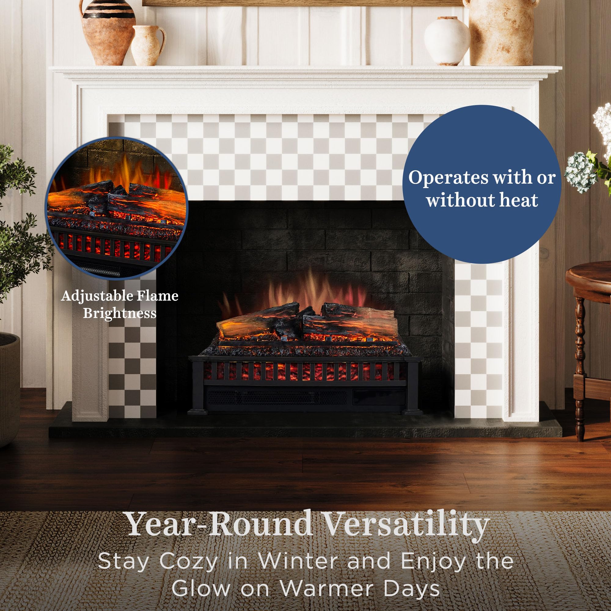 Electric Fireplace Log Insert with Infrared Heater – Heats 1000 Sq. Ft.