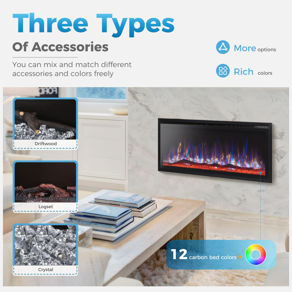 Electric Fireplace Heater with Remote Control